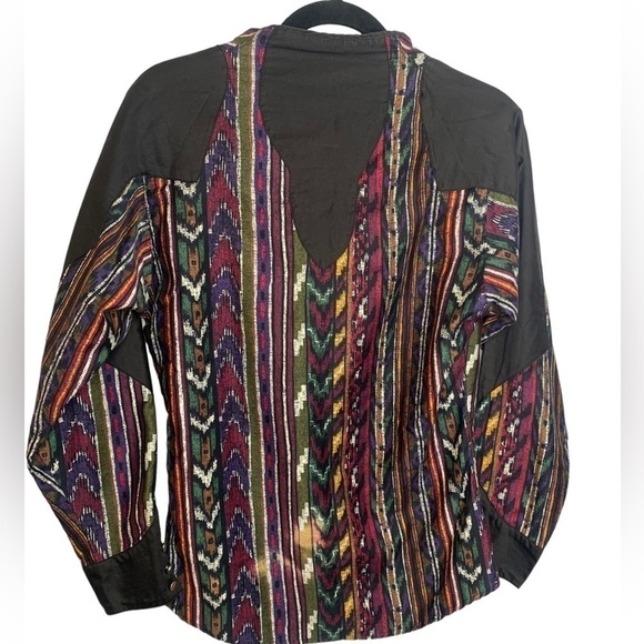 Vintage 80s Rodeo Wrangler Silver Lake Western Aztec Button Down Shirt - Picture 6 of 9